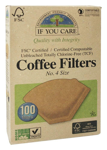 If You Care Unbleached Coffee Filters, #4 cone, 100 count