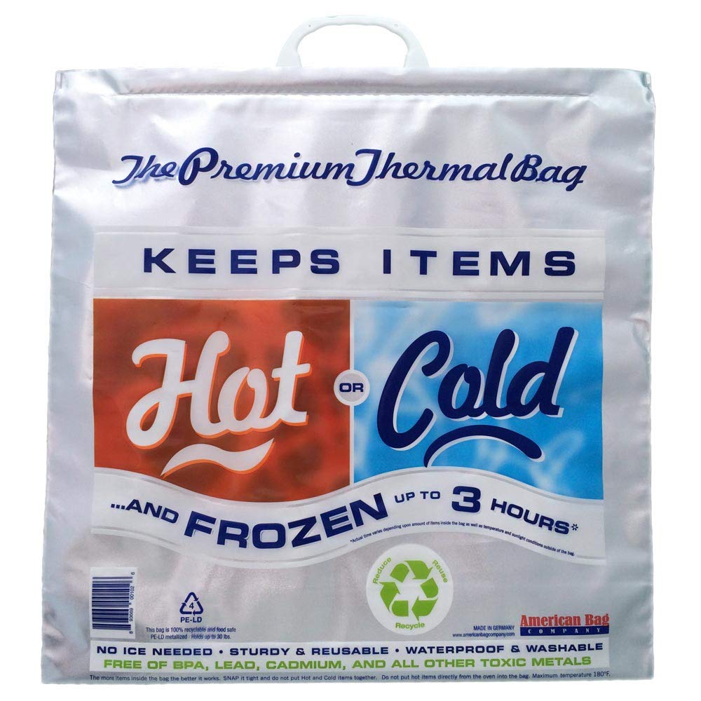 Hot Cold Bag | | Insulated Thermal Cooler, Grocery Size, Red/Blue