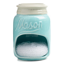 Load image into Gallery viewer, Blue Mason Jar Ceramic Sponge Holder with Sponge