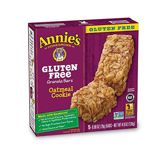 Annie's Gluten Free Chewy Granola Bars, Oatmeal Cookie Bars, 4.9 oz (5 Count)