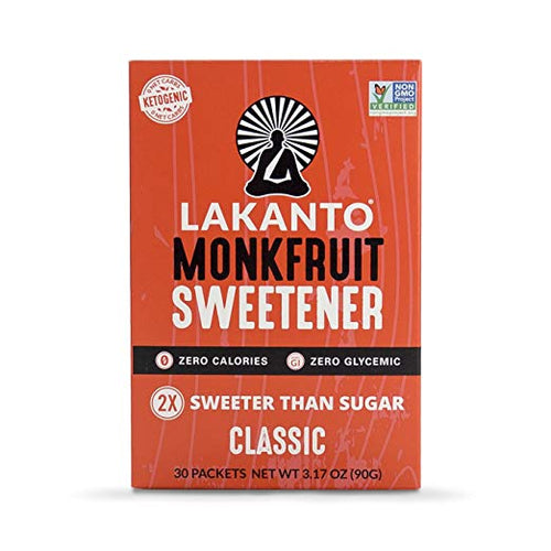 Lakanto Monk Fruit Sweetener,  Classic, 30 Count