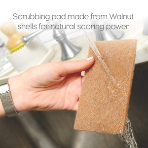 Full Circle Neat Nut Walnut Shell Scouring Pads, Non-Scratch, Set of 3