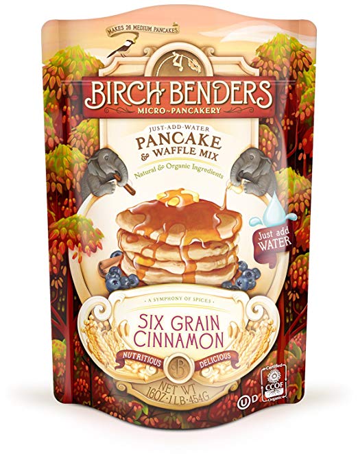 Six Grain Cinnamon Pancake and Waffle Mix by Birch Benders, Made with Organic Ingredients, Whole Grain, Non-GMO, 16oz