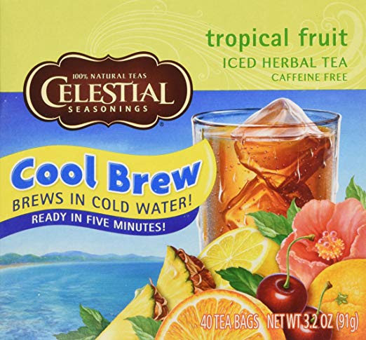 Celestial Seasonings Cool Brew Tropical Fruit Iced Herbal Tea Caffeine Free -- 40 Tea Bags